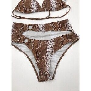 Matte Collection Brown Snake Skin 2 Piece Swim Suit size Large